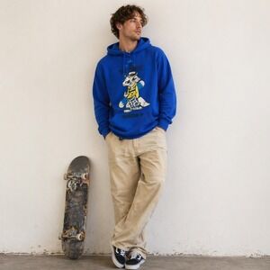 Adidas Neo Hoodie L Blue Graphic Y2K Skate Streetwear Full Throttle Pullover
